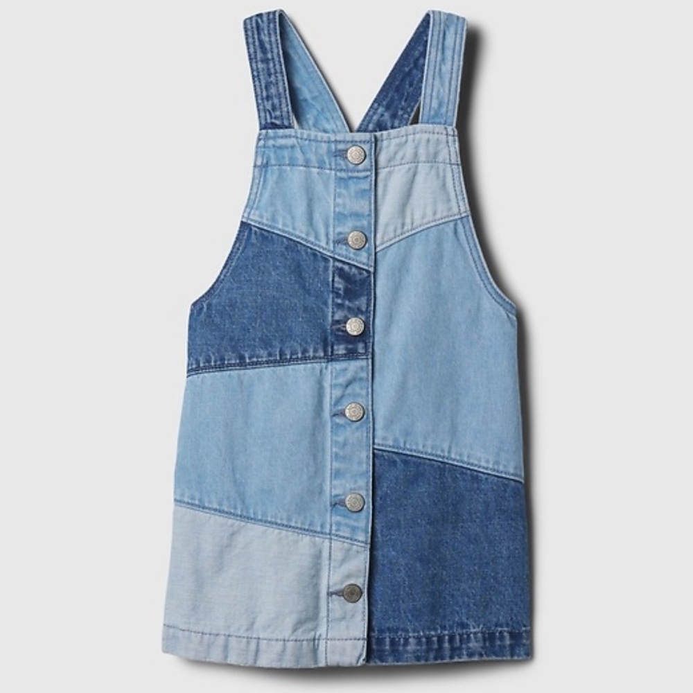 NWT GAP Kids Denim Patchwork Dress - Blue